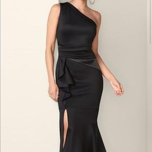 One Shoulder Black Long Dress
